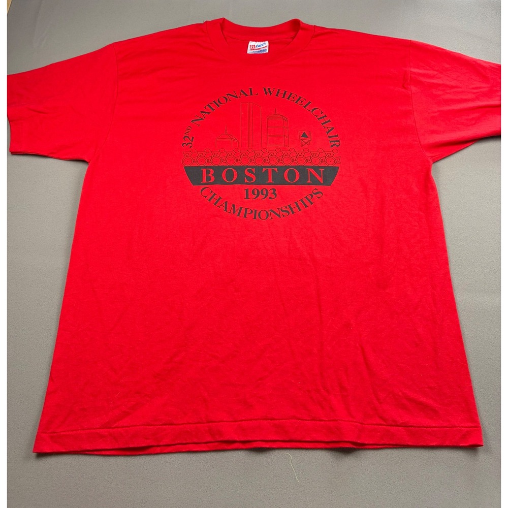 Vintage 1993 Boston National Wheelchair Championships T-Shirt Hanes XL Red USA